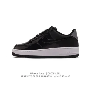 Nike Air Force 1 Low Champion Black Patent Leather Shoes