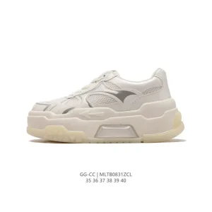 Gg Cc Classic Luxury Chunky Sneakers for Women in Off-White