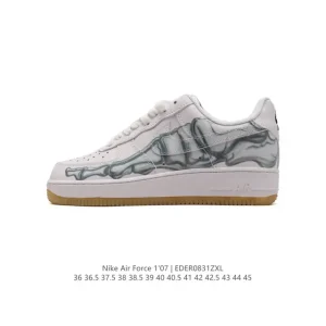 Nike Air Force 1 07 Low White Leather Sneakers with Air Cushion Sole