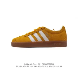Adidas Vl Court 2.0 Shoes T-Shape Toe White Leather Sneakers