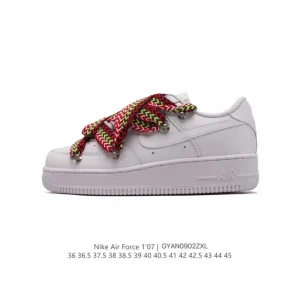 Nike Air Force 1 '07 Low Top Leather Sneakers with Cushioning and Rubber Sole
