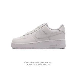 Nike Air Force 1 '07 Low White Leather Casual Sneakers with Air Cushion