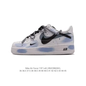 Nike Air Force 1 07 Low White Leather Sneakers with Air Cushion Sole