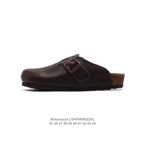 Birkenstock Boston Vl Suede Leather Cork Footbed Closed Toe Slipper with Adjustable Buckle