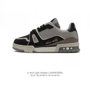 Louis Vuitton Trainer Sneaker Low Embossed Leather Thick Sole White