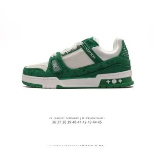 Louis Vuitton Trainer Sneaker Low Top White Leather Fashion Shoes