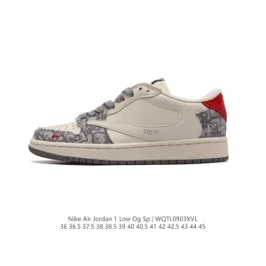 Jordan Air 1 Low OG SP Military Blue Reverse Swoosh Leather Sneakers