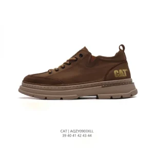 Cat Men's Outdoor Hiking Boots Breathable Leather Shoes