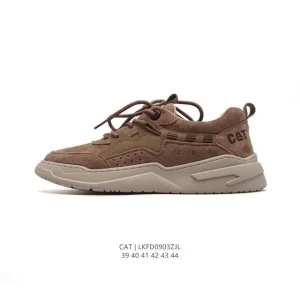Cat Men's Low-Top Leather Shoes Breathable Lightweight Casual Durable