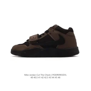 Travis Scott x Jordan Cut The Check Brown Black High Top Sneakers