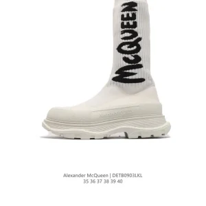 Alexander McQueen Sole Leather High Top Sneakers for Women