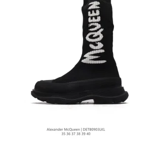 Alexander McQueen Sole Leather Sneakers High Top Platform Boots for Women