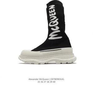 Alexander McQueen Sole Leather High-Top Fashion Sneaker Boot for Women