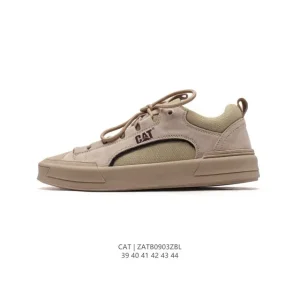 Cat Men's Leather Canvas Low Top Sneakers Breathable Casual Shoes