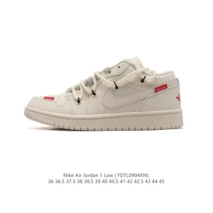 Nike Air Jordan 1 Low GS White Black Phosphor Basketball Shoes