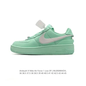 Nike Air Force 1 Low Ambush Collaboration Leather Sneakers with Extended Swoosh
