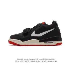 Jordan Legacy 312 Low Men's Basketball Shoes Black Leather Air Cushion Retro