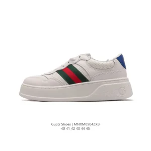 Gucci Rhyton Platform Sneaker Men's White Leather Thick Sole Shoes