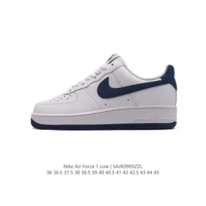 Nike Air Force 1 '07 Low White Leather Casual Sneakers with Air Cushioning
