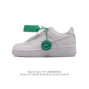 Nike Air Force 1 Low 07 White Leather Sneakers with Gum Sole