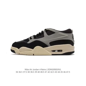 Jordan Air 4 Retro OG Low Black Cement Men's Basketball Shoes