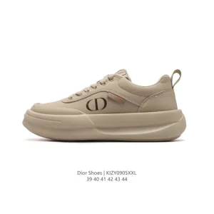 Dior Men's Low-Top Vintage White Sneakers with Thick Sole