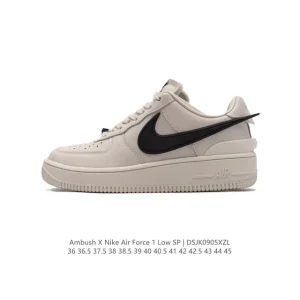 Nike Air Force 1 Ambush Low SP Leather Sneakers with Extended Swoosh