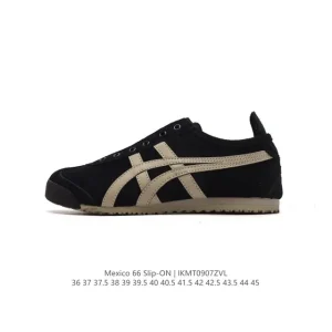 ASICS Onitsuka Tiger Mexico 66 Slip On Vintage Leather Comfort Running Shoes