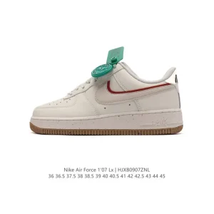 Nike Air Force 1 Low 07 White Leather Sneakers with Gum Sole