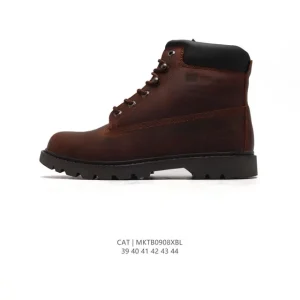 Cat Men's Leather Work & Safety Boots with Rubber Sole