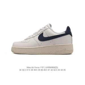 Nike Air Force 1 '07 Low White Leather Sneakers with Air Cushion Sole