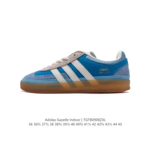 Adidas Originals Gazelle Indoor Vintage Leather Sneakers with Gum Sole