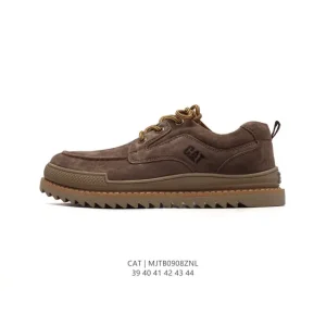 Cat Men's Breathable Leather Low-Top Platform Shoes