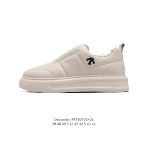Descente Lightweight Leather Shoes Fashion Casual Sports Sneakers Thick Sole Elevated Men's Business Shoes