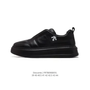 Descente Lightweight Leather Shoes Fashion Casual Sports Board Shoes Thick Sole Men's Business Shoes