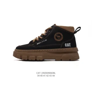 Cat Men's Breathable Leather Work Boots with Rubber Sole