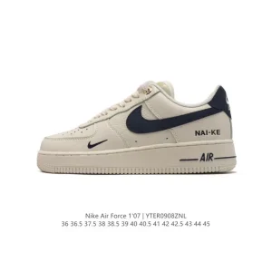 Nike Air Force 1 Low 07 White Leather Sneakers with Air Cushion Sole