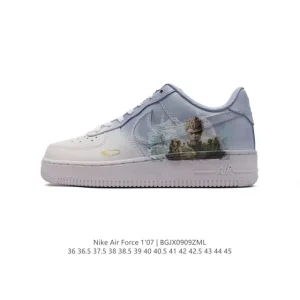 Nike Air Force 1 Low White Leather Sneakers with Air Cushion Sole
