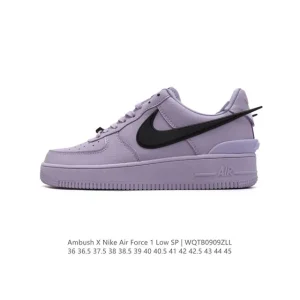 Nike Air Force 1 Low Ambush Collaboration Leather Sneakers with Extended Swoosh