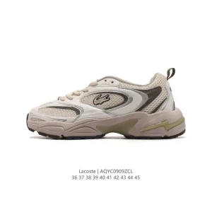 Lacoste Men's Women's Thick Sole Chunky Dad Shoes Breathable Mesh Sneakers