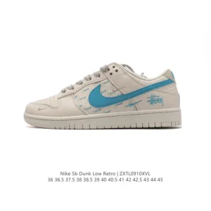 Nike Dunk Low Retro Vintage Basketball Sneakers with Canvas Upper