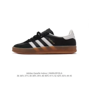 Adidas Originals Gazelle Indoor Retro Leather Sneakers with Gum Sole