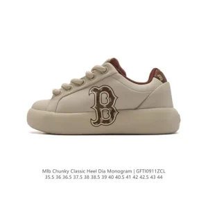 MLB Chunky Classic White Platform Sneakers for Men and Women