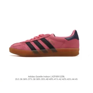 Adidas Originals Gazelle Indoor Retro Leather Sneakers with Gum Sole