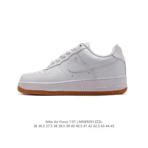 Nike Air Force 1 07 Low White Leather Casual Sneakers with Air Cushioning