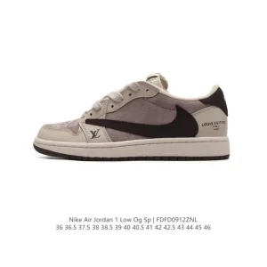 Jordan Military Blue Low AJ1 Reverse Swoosh LV Collab Sneakers