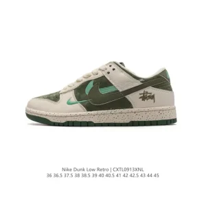 Nike Dunk Low Retro Classic Basketball Sneakers with Leather Upper