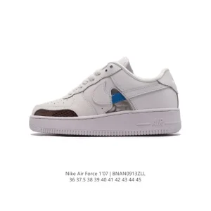 Nike Air Force 1 '07 Low White Leather Sneakers with Air Cushion