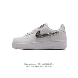 Nike Air Force 1 '07 Low White Leather Sneakers with Air Cushion