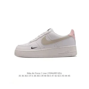 Nike Air Force 1 '07 Low White Leather Sneakers with Air Cushioning